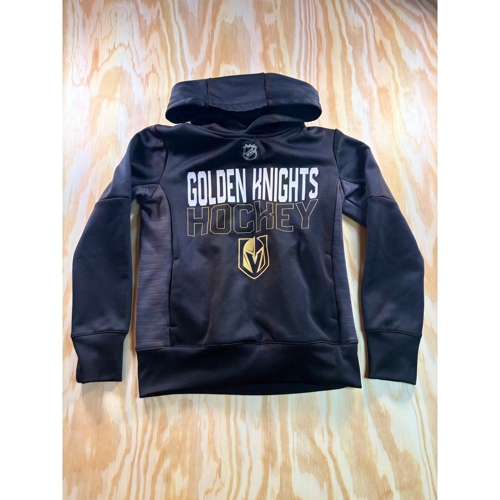NHL Vegas‎ Golden Knights Youth Hoodie Black Dri Tek Hockey Sweatshirt Size S 8